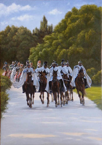 oil horse painting with austrian dragoons